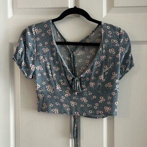 Sky & Sparrow Cottagecore Floral Tie-Front Crop Top